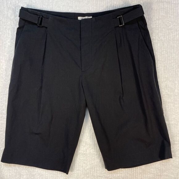 Helmut Lang Black Relaxed Cotton Pleated Soft Poplin Chino Shorts Size 6 - Picture 1 of 9